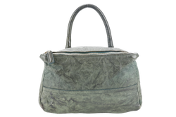 GIVENCHY PANDORA SMALL DARK GREEN DISTRESSED SHEEPSKIN LEATHER GOLD HARDWARE WITH LEATHER STRAPS