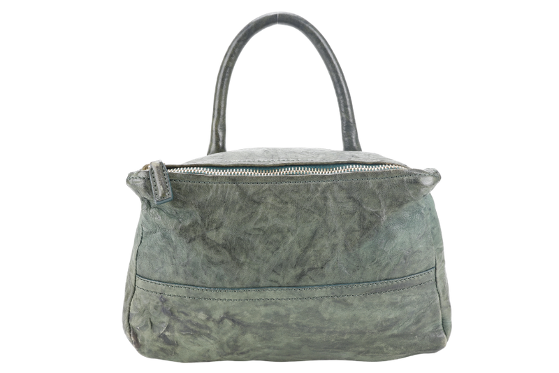 GIVENCHY PANDORA SMALL DARK GREEN DISTRESSED SHEEPSKIN LEATHER GOLD HARDWARE WITH LEATHER STRAPS