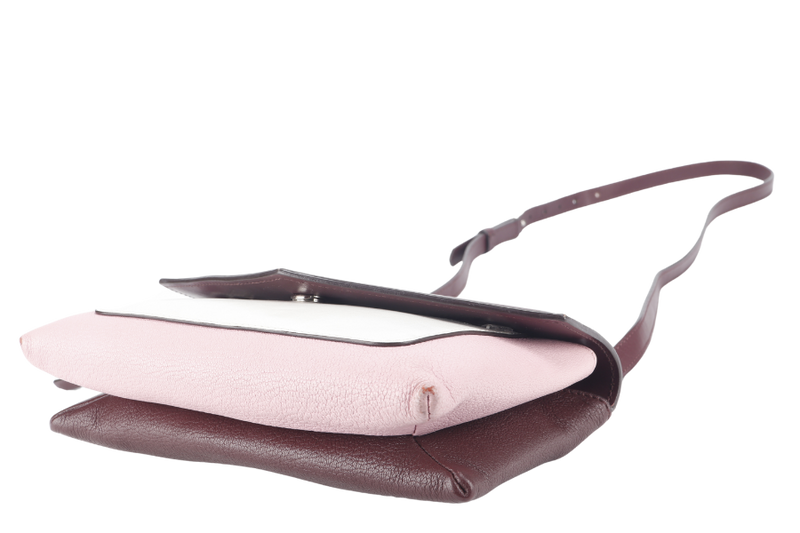 GIVENCHY DUETTO CROSSBODY BAG BURGUNDY AND SILVER HARDWARE WITH DUST COVER