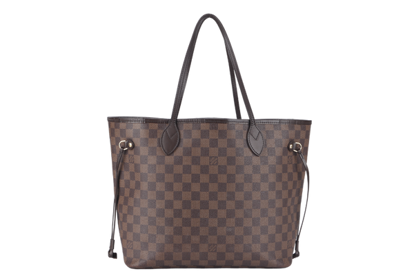 LOUIS VUITTON NEVERFULL MM DAMIER EBENE CANVAS GOLD HARDWARE WITH DUST COVER