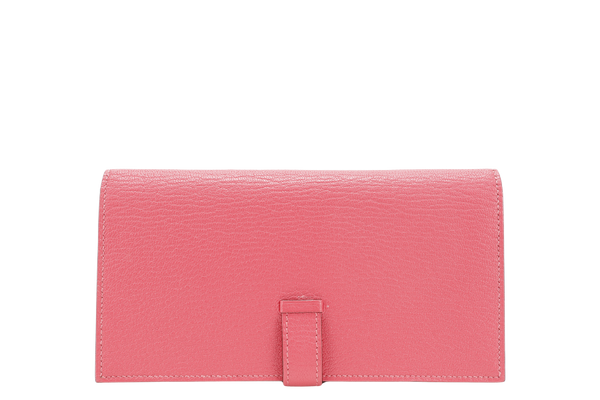 HERMES BEARN WALLET ROUGE PIMENT STAMP X (YEAR 2016) CHEVRE LEATHER SILVER HARDWARE WITH BOX NO DUST COVER