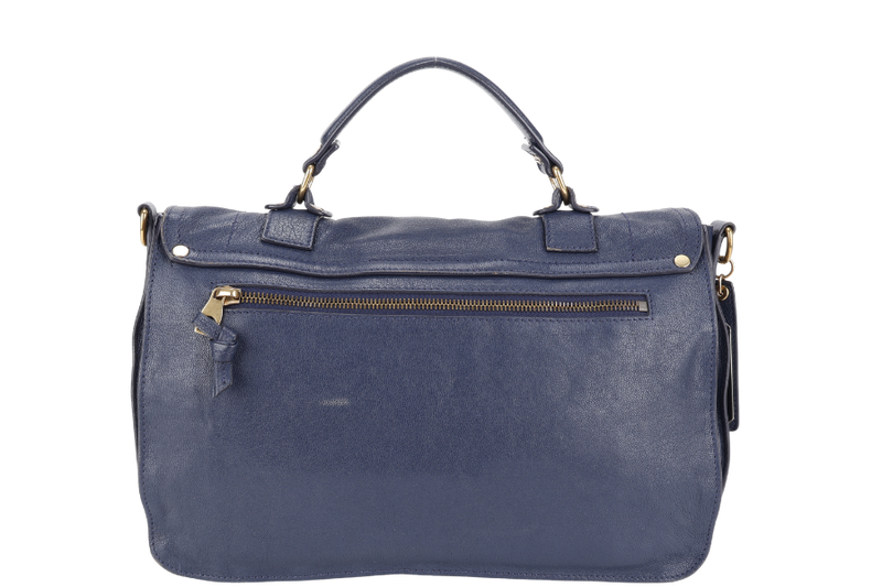 PROENZA SCHOULER PS 1 MEDIUM NAVY BLUE GOLD HARDWARE WITH STRAPS AND DUST COVER