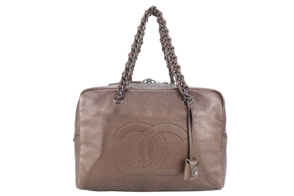 CHANEL TIMELESS CC CHAIN BOWLER BAG DARK BRONZE GOATSKIN (1086xxxx) WITH CARD, KEYS&LOCK AND DUST COVER