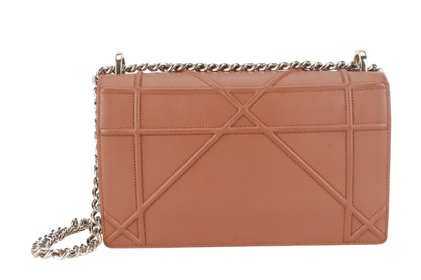 CHRISTIAN DIOR DIORAMA SHOULDER BAG (09-BO-0176) COPPER BROWN LEATHER GOLD HARDWARE WITH STRAPS , CARD AND DUST COVER