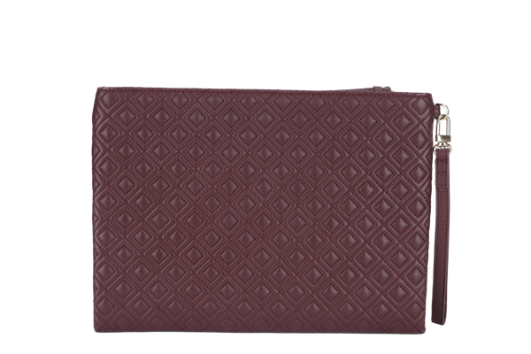 TORY BURCH MAROON FLEMING POUCH WITH DUST COVER