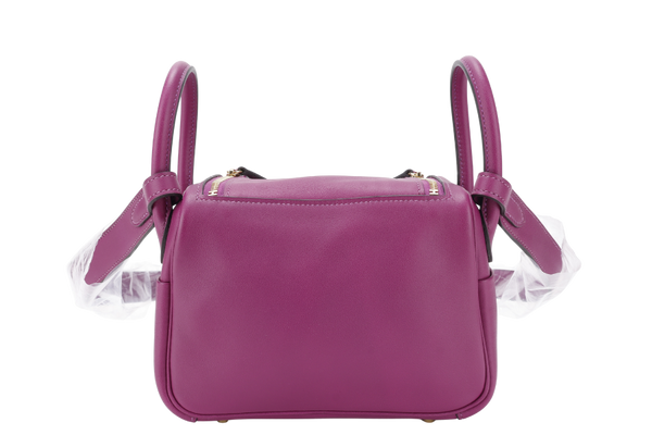 HERMES MINI LINDY [STAMP Y (YEAR 2021)] ANEMONE SWIFT LEATHER GOLD HARDWARE WITH DUST COVER