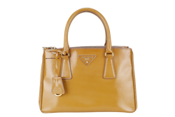 PRADA GALLERIA SMALL YELLOW GOLD SAFFIANO PATENT LEATHER GOLD HARDWARE NO DUST COVER