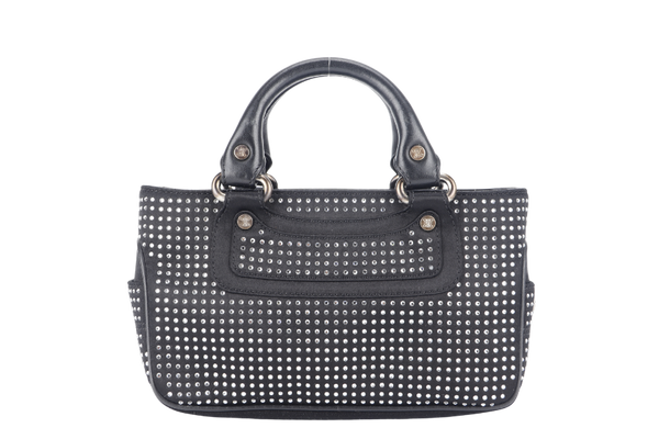 CELINE MINI BOOGIE IN CRYSTAL ENCRUSTED BLACK SILK SILVER HARDWARE WITH DUST COVER