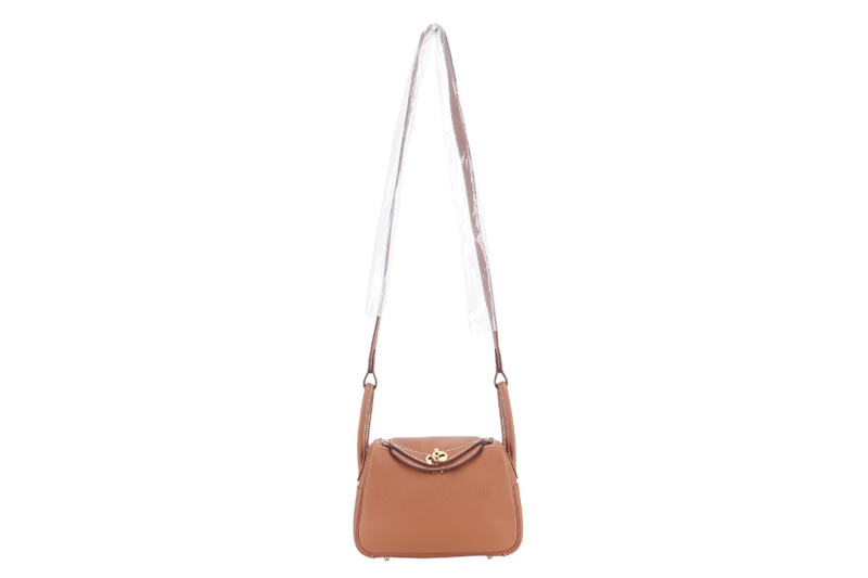 HERMES MINI LINDY GOLD COLOR CLEMENCE GOLD HARDWARE STAMP K (YEAR 2025) WITH DUST COVER AND BOX