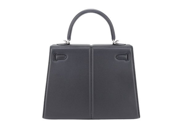 HERMES KELLY 25 PADDED SELLIER STAMP Z (YEAR 2021) BLACK SWIFT LEATHER SILVER HARDWARE WITH STRAP, KEYS, LOCK AND DUST COVER