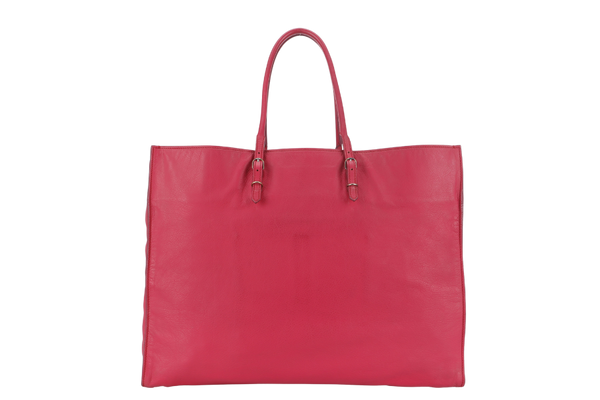 BALENCIAGA HOLIDAY A4 FUCHSIA LEATHER TOTE BAG WITH DUST COVER