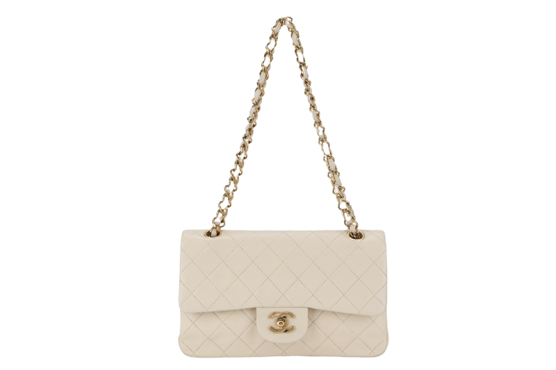 CHANEL VINTAGE CLASSIC FLAP MEDIUM BEIGE LAMBSKIN GOLD HARDWARE (300xxxx) NO CARD AND NO DUST COVER