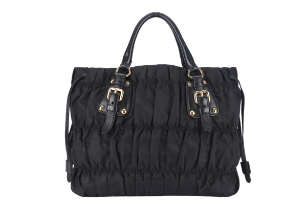 PRADA TESSUTO GAUFRE (BN1788) NYLON NERO WITH STRAP AND DUST COVER