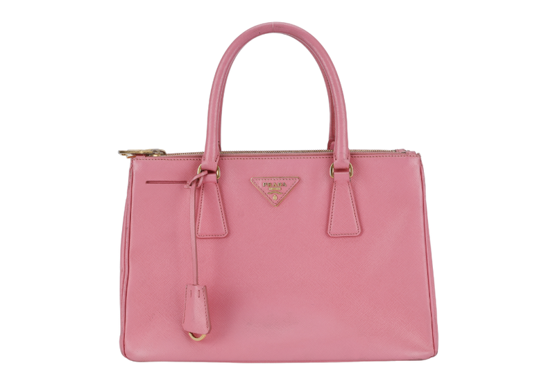 PRADA BN1801 SAFFIANO LUX SMALL PINK LEATHER GOLD HARDWARE WITH LONG STRAPS NO DUST COVER