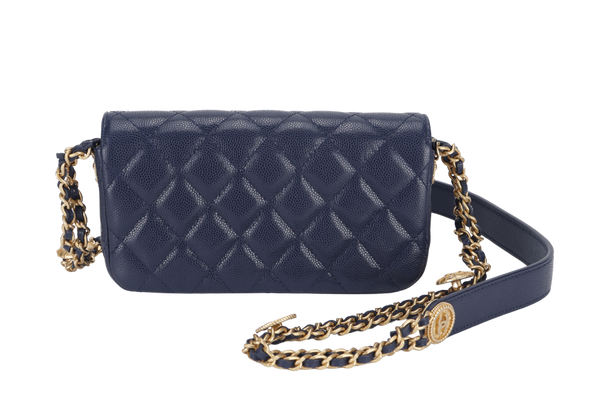 CHANEL WOC (AP6Jxxxx) NAVY BLUE CAVIAR LEATHER GOLD HARDWARE WITH DUST COVER AND BOX