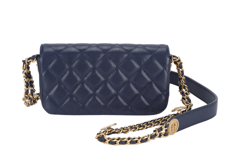 CHANEL WOC (AP6Jxxxx) NAVY BLUE CAVIAR LEATHER GOLD HARDWARE WITH DUST COVER AND BOX