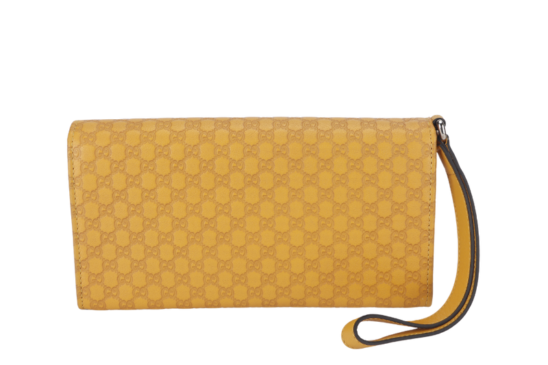 GUCCI GUCCISSIMA TRAVEL CASE (309651) MUSTARD YELLOW AND ORANGE INSERT CALFSKIN LEATHER SILVER HARDWARE WITH BOX