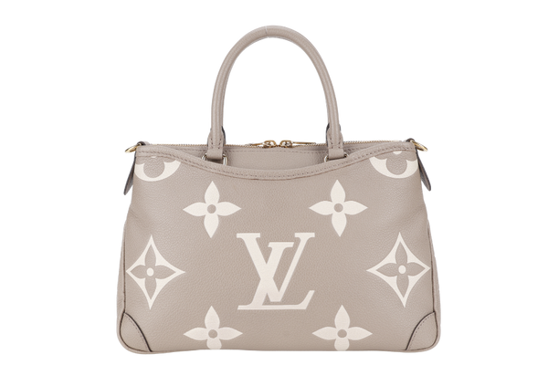 LOUIS VUITTON M46585 TRIANON PM MONOGRAM EMPREINTE TOURTERELLE LEATHER GOLD HARDWARE WITH STRAPS AND DUST COVER