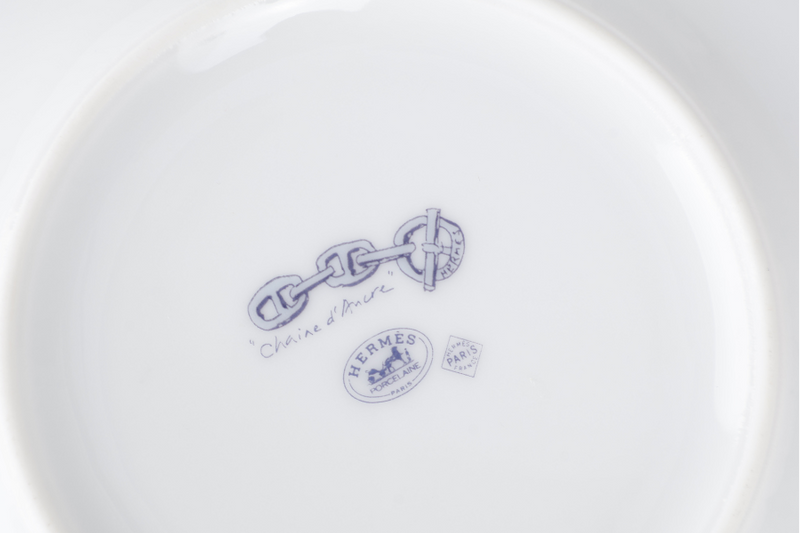 HERMES CHAINE D'ANCRE PORCELAIN ROUND PLATE X 2PCS WITH BOX