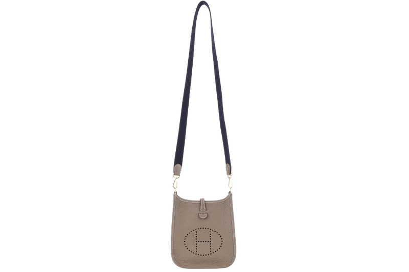 HERMES EVELYN TPM 18CM ETOUPE CLEMENCE LEATHER GOLD HARDWARE STAMP Z (YEAR 2021) NO DUST COVER