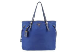 PRADA BR4997 SHOULDER TOTE BAG BLUETTE TESSUTO SAFFIANO GOLD HARDWARE WITH CHARM, CARD AND NO DUST COVER