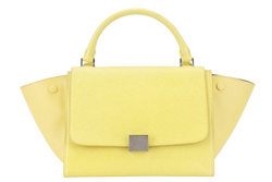 CELINE TRAPEZE SATCHEL YELLOW CALFSKIN LEATHER SILVER HARDWARE WITH STRAPS NO DUST COVER