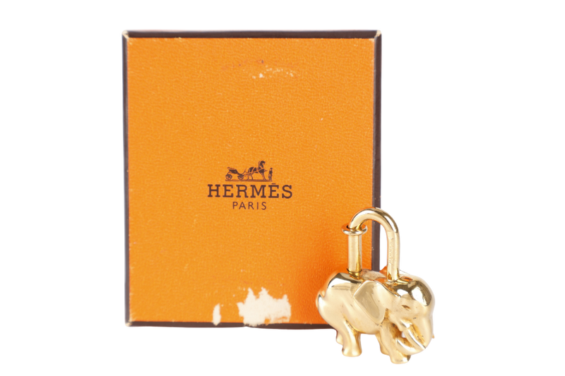 HERMES GOLD ELEPHANT LOCK WITH BOX