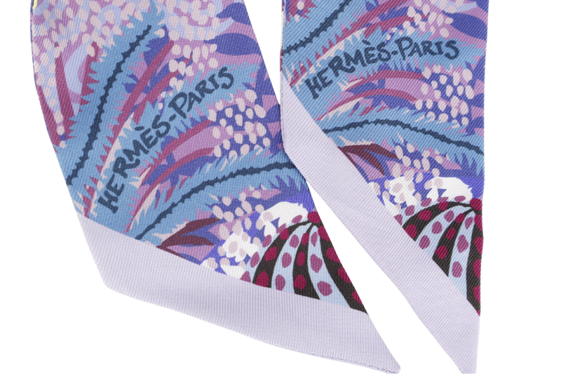 HERMES SILK TWILLY LIGHT PURPLE, CORAL FISH WITH BOX
