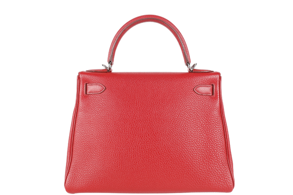 HERMES KELLY 28 RETOURNE ROUGE GRENAT TOGO LEATHER PHW STAMP M SQUARE (2009) NO DUST COVER