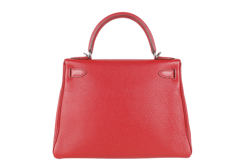 HERMES KELLY 28 RETOURNE ROUGE GRENAT TOGO LEATHER PHW STAMP M SQUARE (2009) NO DUST COVER