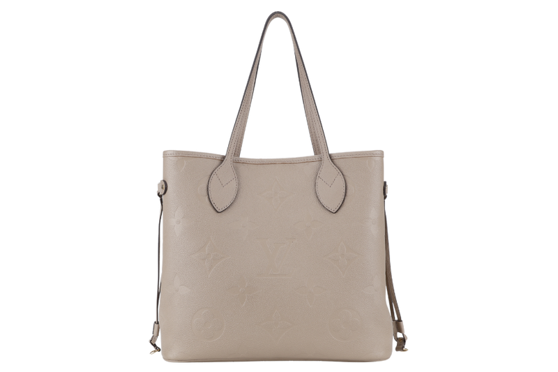 LOUIS VUITTON M45686 NEVERFULL MM GREY EMPREINTE LEATHER GOLD HARDWARE WITH DUST COVER AND BOX