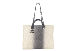 CHANEL TOTE BAG LARGE (1784xxxx) CREAM & GREY OMBRE CAVIAR LEATHER SILVER HARDWARE WITH DUST COVER