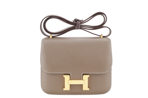 HERMES CONSTANCE 18 STAMP U (YEAR 2022) ETOUPE EPSOM GOLD HARDWARE WITH DUST COVER