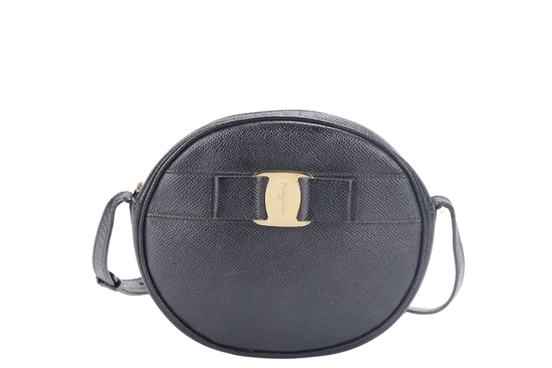 SALVATORE FERRAGAMO VARA BOW MINI CROSSBODY BAG BLACK CALF LEATHER WITH DUST COVER