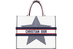 CHRISTIAN DIOR BOOK TOTE (50-MA-0281) WHITE MEDIUM CANVAS TOTE BAG WITH CARD AND BOX