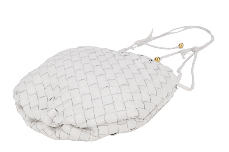 BOTTEGA VENETA MINI HOP WHITE INTRECCIATO SLING BAG WITH DUST COVER