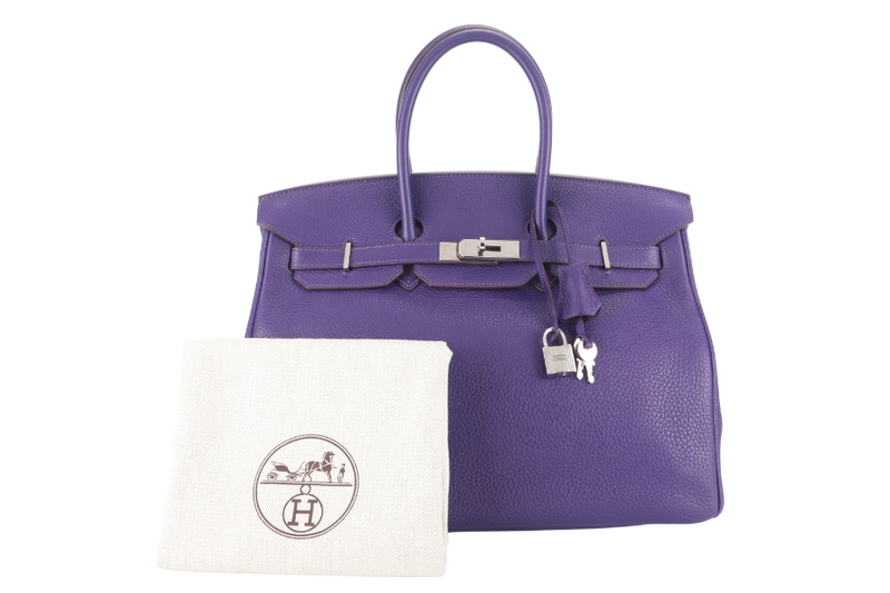 HERMES BIRKIN 35 IRIS TOGO SILVER HARDWARE STAMP N (YEAR 2010) WITH DUST COVER, PADLOCK AND KEYS