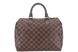 LOUIS VUITTON SPEEDY 30 DAMIER EBENE CANVAS GOLD HARDWARE WITH DUST COVER