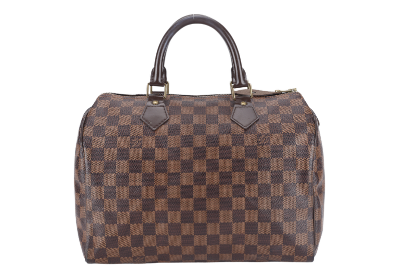 LOUIS VUITTON SPEEDY 30 DAMIER EBENE CANVAS GOLD HARDWARE WITH DUST COVER