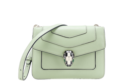 BVLGARI CALFSKIN SERPENTI FOREVER CROSSBODY BAG GREEN GOLD HARDWARE WITH MIRROR