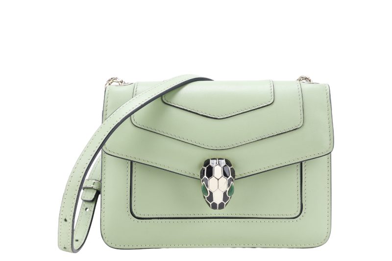 BVLGARI CALFSKIN SERPENTI FOREVER CROSSBODY BAG GREEN GOLD HARDWARE WITH MIRROR