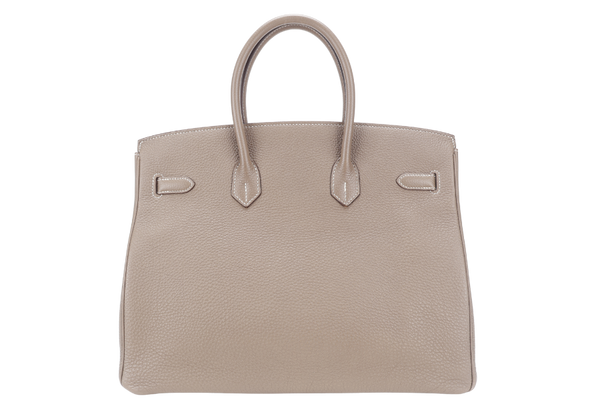 HERMES BIRKIN 35 ETOUPE COLOR TOGO LEATHER SILVER HARDWARE STAMP N SQUARE (YEAR 2010) WITH LOCK & KEYS AND DUST COVER