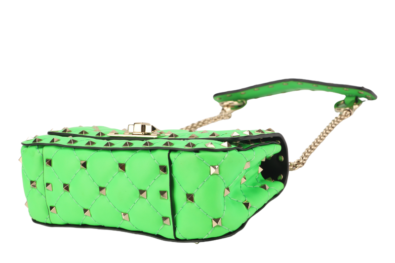 VALENTINO GARAVANI ROCKSTUD MINI GREEN CALFSKIN LIGHT GOLD HARDWARE NO DUST COVER