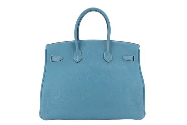 HERMES BIRKIN 35 BLUE JEANS TOGO SILVER HARDWARE STAMP N (YEAR 2010) WITH DUST COVER, PADLOCK AND KEYS