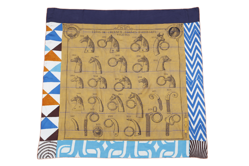 HERMES SILK SCARF 88X88CM ABSTRACT PATTERN WITH BOX