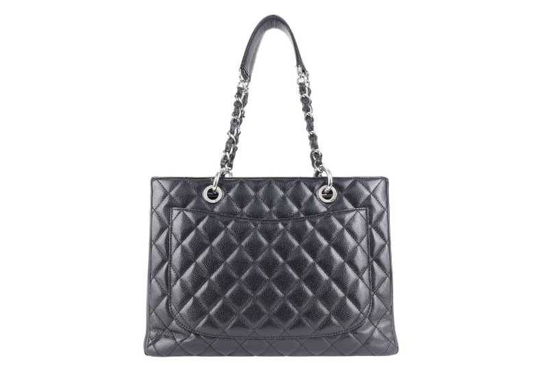 CHANEL GST BLACK CAVIAR LEATHER (2015xxxx) SILVER HARDWARE WITH CARD NO DUST COVER AND NO BOX