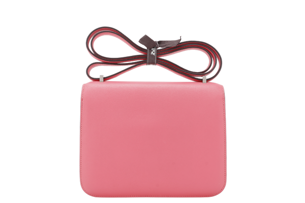 HERMES CONSTANCE 18 STAMP A (YEAR 2017) ROSE AZALEE SWIFT LEATHER SILVER HARDWARE WITH DUST COVER