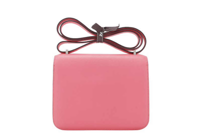 HERMES CONSTANCE 18 STAMP A (YEAR 2017) ROSE AZALEE SWIFT LEATHER SILVER HARDWARE WITH DUST COVER