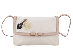SALVATORE FERRAGAMO PINK CANVAS LEATHER CROSSBODY BAG GOLD HARDWARE NO DUST COVER