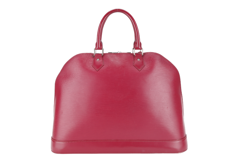 LOUIS VUITTON ALMA GM BURGUNDY EPI LEATHER SILVER HARDWARE WITH DUST COVER